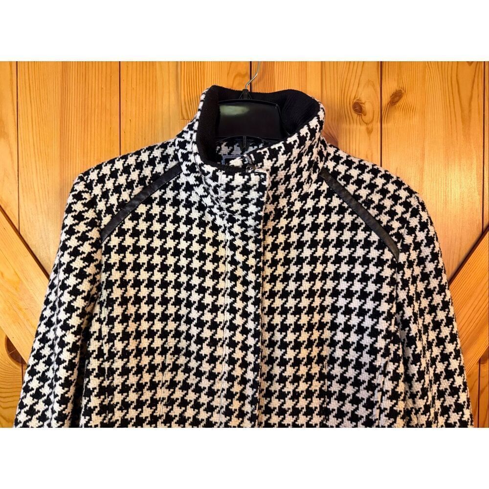 Vintage Apt. 9 Black White Houndstooth Lined Wool Blend Coat READ Size Large (64 - Picture 2 of 12